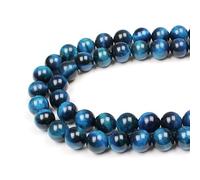 MJDCB 12mm 30 piezas Cuentas de Piedra Ojo de Tigre Azul Cielo Redondas Sueltas Piedras Semipreciosas Naturales para Hacer Joyas Pulseras Collares