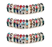 MJDCB 4mm 100 Cuentas Espaciadoras Centelleo Cristal bolitas para Hacer Pulseras Collar de Accesorios de Joyería (Plateado/Multicolor)