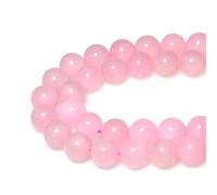 MJDCB 8mm 43 piezas Cuentas de Piedra Cuarzo Rosa Redondas Sueltas Piedras Semipreciosas Naturales para Hacer Joyas Pulseras Collares