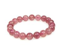 MJDCB Pulsera Cuarzo Fresa Natural de 10 mm, Pulsera Cuentas de Piedra Amuleto de La Suerte y Protección