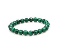 MJDCB Pulsera Malaquita Natural de 8 mm, Pulsera Cuentas de Piedra Amuleto de La Suerte y Protección