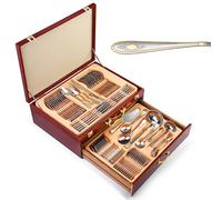 MJDHS cuberterias Completas 72/84 Piezas, 12 Personas cuberteria Acero Inoxidable con Elegante Estuche, Eventos Formales, Fiestas Que sirven cenas(Size:84 pcs,Color:B)