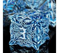 MJDICEOK DND - Juego de dados de hojas de vid de metal, 7 dados poliédricos para juegos de rol, D&D, dados sólidos de mazmorras y dragones (azul Tiffany plateado)