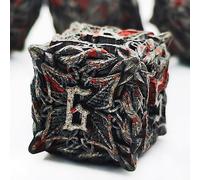 MJDICEOK Juego de dados de metal DND y hojas de vid poliédricos, 7 dados de juego de rol, dados de mazmorras y dragones sólidos (hierro antiguo de inundación)