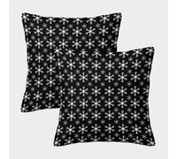 MJFCoin Copos de Nieve Fundas Cojines Antialérgicas 2 Piezas Black Patternos Funda De Almohada Poliéster Cuadradas Un Detalle Romántico para La Persona Que Amas 45x45cm