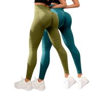 MJGkhiy 2 Pack Mujer Leggings de Compresión 3D para Anti Masa Grasa Deportivos Push Up Leggins Anticelulitis Fitness Pantalones Gimnasio Adelgazantes Cintura Alta Elásticos Pilates Yoga Pants, verde