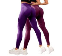 MJGkhiy 2 Pack Mujer Leggings de Compresión 3D para Anti Masa Grasa Deportivos Push Up Leggins Anticelulitis Fitness Pantalones Gimnasio Adelgazantes Cintura Alta Elásticos Pilates Yoga Pants, Morado