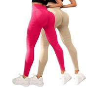 MJGkhiy 2 Pack Mujer Leggings de Compresión 3D para Anti Masa Grasa Deportivos Push Up Leggins Anticelulitis Fitness Pantalones Gimnasio Adelgazantes Cintura Alta Elásticos Pilates Yoga Pants, oro