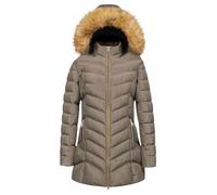 MJGkhiy Abrigo largo de invierno para mujer, elegante abrigo con capucha de pelo curvo, cálido, parka, plumas, ropa de invierno resistente al viento, chaqueta pesada con cremallera, verde caqui, 5XL