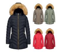 MJGkhiy Abrigo largo de invierno para mujer, elegante abrigo con capucha de pelo curvo, cálido, parka, plumas, ropa de invierno resistente al viento, chaqueta pesada con cremallera, Negro , 3XL