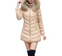 MJGkhiy Abrigo largo para mujer, de invierno, elegante, cálido, cortavientos, acolchado, ropa de invierno con capucha y cremallera, verde caqui, M