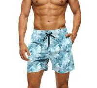 MJGkhiy Bañador largo para hombre de playa, pantalones cortos de baño con estampado hawaiano Beach Trunks secado rápido Bermuda Surf Playa Natación Pantalones cortos de baño con bolsillo y cordón