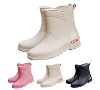 MJGkhiy Botas de lluvia de mujer altas antideslizantes botines de lluvia de goma elegantes impermeables zapatos impermeables coloridos Rain Boots Wellies ligeras cómodas zapatos de jardín, Color