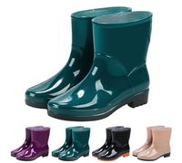 MJGkhiy Botas De Lluvia Mujer Altas Antideslizantes Botines Lluvia De Goma Ligeros A Prueba De Lluvia Zapatos Impermeables Elegantes Zapatos De Jardín Coloridos Cómodos Rain Boots Wellies, Verde, 38