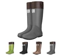 MJGkhiy Botas De Lluvia Mujer Altas Impermeable Zapatos Impermeables Elegantes Antideslizantes Botines Lluvia De Goma Cómodas Rain Boots Wellington Coloridas Ligeras Zapatos De Jardín, gris, 36 EU