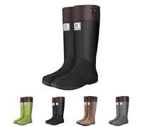 MJGkhiy Botas De Lluvia Mujer Altas Impermeable Zapatos Impermeables Elegantes Antideslizantes Botines Lluvia De Goma Cómodas Rain Boots Wellington Coloridas Ligeras Zapatos De Jardín, Negro , 44 EU