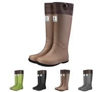 MJGkhiy Botas De Lluvia Mujer Altas Impermeable Zapatos Impermeables Elegantes Antideslizantes Botines Lluvia De Goma Cómodas Rain Boots Wellington Coloridas Ligeras Zapatos De Jardín, marrón, 36 EU