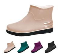 MJGkhiy Botas de lluvia para mujer, bajas, impermeables, elegantes, antideslizantes, botines de lluvia de goma de colores, zapatos de jardín ligeros, cómodos, botas de lluvia, verde caqui, 37 EU