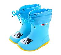 MJGkhiy Botas de lluvia para niño y niña, botas impermeables para niñas, galosa de PVC y suela antideslizante, botines de lluvia de goma antilluvia, zapatos de niña, ligeras, cómodas, Wsda9, 17 EU