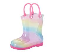 MJGkhiy Botas de lluvia para niño y niña, botas impermeables para niñas, galosa de PVC y suela antideslizante, botines de lluvia de goma antilluvia, zapatos de niña, ligeras, cómodas, Wsda4, 19 EU