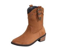MJGkhiy Botas de Mujer Texanas Cowboy Botas Con Tacón de Bloqueo Ante Boots Chelsea Invierno Western Botines De Punta Cómodos Camperos Bota Cuero Botín Marrones, marrón, 39 EU