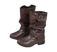 MJGkhiy Botas Mujer Texanas Cuero Punk Botines Con Tacón de Bloqueo Vaquero Botín Moto Negras Ante Botas Marrones Camperos Bota Western Boots Cómodas, marrón, 35 EU
