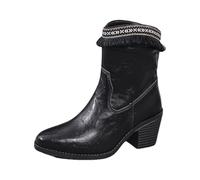 MJGkhiy Botas Mujer Texanos Camperos Botines Con Tacón Cuero Botín Chelsea Negro Cowboy Bota Punta Invierno Ante Boots Western Botas Marrones, Negro , 37 EU