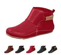 MJGkhiy Botas Texanas Mujer Bajas Camperos Boots Invierno Cowboy Botín Negro Chelsea Bota Marrones Western Botines Ankle, rojo, 39 EU