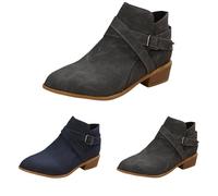 MJGkhiy Botas Texanas Mujer Bajas Camperos Botines Ante Negro Cowboy Boots Con Tacón Marrón Western Bota De Punta Invierno Chelsea Botín con Cremallera, gris, 41 EU