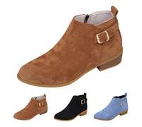 MJGkhiy Botas Texanas Mujer Bajas Chelsea Bota Negra Cowboy Botines Con Tacón de Bloqueo Invierno Western Botín Ankle Botín Ankle Marrón Camperos Boots Ankle con Cremallera, marrón, 43 EU