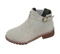 MJGkhiy Botas Texanas Mujer Bajas Cowboy Bota Ante Marrones Camperos Botín Con Tacón de Bloqueo Negro Chelsea Botines Invierno Western Boots Ankle, gris, 35 EU