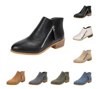 MJGkhiy Botas Texanas Mujer Bajas Cowboy Bota Ante Negro Chelsea Boots Con Tacón Marrón Western Botín Ankle Invierno Camperos Botines con Cremallera, Negro , 42 EU