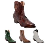 MJGkhiy Botas Texanas Mujer Bajas Western Botín Cuero Marrón Chelsea Botines Con Tacón de Bloqueo Invierno Cowboy Boots Negro Camperos Bota Punta, café, 37 EU