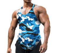 MJGkhiy Camiseta de tirantes para hombre de culturismo, ajustada, camiseta interior elástica sin mangas, camiseta muscular Gym chaleco ropa hombre gimnasio gimnasio entrenamiento Tank Top, turquesa, L