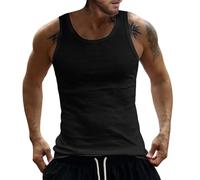 MJGkhiy Camiseta de tirantes para hombre, gimnasio, bodybuilding, ajustada, ropa interior muscular, camiseta sin mangas, transpirable, fitness, tank, ropa deportiva para entrenamiento, Negro , L