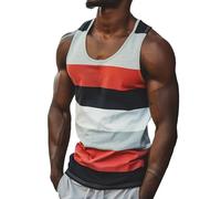 MJGkhiy Camiseta Tirantes Hombre Playa Verano Moda Rayas Estampado Camiseta Sin Mangas Hawaiano Chalecos Deportiva Original Casual Chandal Tank Top T-Shirt Básica Talla Grande Vacaciones