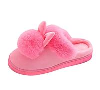MJGkhiy Chanclas de mujer de invierno de casa cerradas por delante, cálidas, antideslizantes, espuma viscoelástica Slippers elegantes peludas cómodas, pantuflas suaves simpáticas zapatillas de