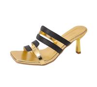 MJGkhiy Chanclas de verano elegantes de noche para mujer sexy High Heel Zapatos Punta Cuadrada Abierta Zapatillas Kitten Novia Moda Dress Sandalias con Tacón de Aguja Ceremonia Slip on Sandalias