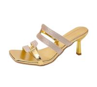 MJGkhiy Chanclas de verano elegantes de noche para mujer sexy High Heel Zapatos Punta Cuadrada Abierta Zapatillas Kitten Novia Moda Dress Sandalias con Tacón de Aguja Ceremonia Slip on Sandalias
