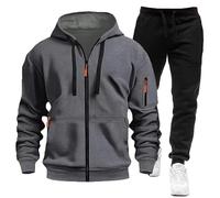 MJGkhiy Chándal completo de invierno para hombre, sudadera con cremallera y capucha + pantalones de jogging completo gimnasio ropa deportiva casual militar chaqueta con pantalón Sport Set, gris oscuro