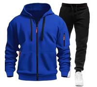 MJGkhiy Chándal completo de invierno para hombre, sudadera con cremallera y capucha + pantalones de jogging completo gimnasio ropa deportiva casual militar chaqueta con pantalón Sport Set, turquesa