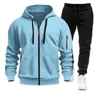 MJGkhiy Chándal completo de invierno para hombre, sudadera con cremallera y capucha + pantalones de jogging completo gimnasio ropa deportiva casual militar chaqueta con pantalón Sport Set, azul claro