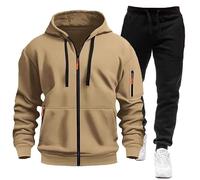 MJGkhiy Chándal completo de invierno para hombre, sudadera con cremallera y capucha + pantalones de jogging completo gimnasio ropa deportiva casual militar chaqueta con pantalón Sport Set, verde caqui