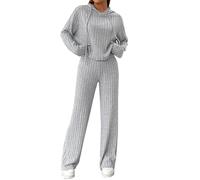 MJGkhiy Chándal completo de invierno para mujer, dos piezas, suéter y pantalones de pierna ancha, conjunto a juego, elegante y suave, conjunto de jerséis cómodos de invierno completos de lana otoño