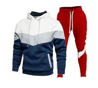 MJGkhiy Chándal de hombre de felpa completa de invierno cálido sudadera con capucha + pantalones de jogging completo gimnasio gimnasio ropa bloques de color jersey y pantalón conjunto, Io, S
