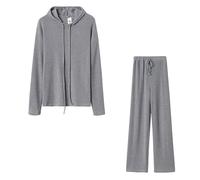 MJGkhiy Chándal de mujer elegante de 2 piezas de punto con capucha y pantalones de pierna ancha Chándales de suéteres de invierno de moda completos de lana suave invierno conjunto otoño ropa para el