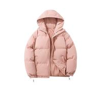MJGkhiy Chaqueta acolchada para mujer, de invierno, acolchada, cómoda, informal, cálida, elegante, con cremallera, tallas grandes, cortavientos con capucha, Rosa, XL