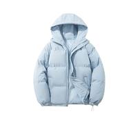 MJGkhiy Chaqueta acolchada para mujer, de invierno, acolchada, cómoda, informal, cálida, elegante, con cremallera, tallas grandes, cortavientos con capucha, azul claro, 4XL