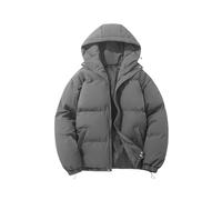 MJGkhiy Chaqueta acolchada para mujer, de invierno, acolchada, cómoda, informal, cálida, elegante, con cremallera, tallas grandes, cortavientos con capucha, gris oscuro, XL