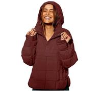 MJGkhiy Chaqueta de plumón para mujer, de invierno, curvada, ligera, cálida, cortavientos, con capucha, talla grande, acolchada, elegante, otoñal, informal, acolchada, cómoda, marrón, XXL